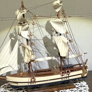 Vintage wooden sail boat decor 18” long 15” tall